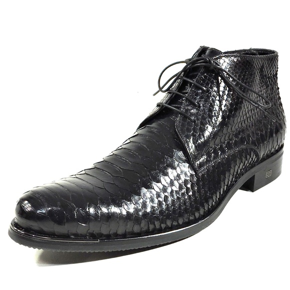 BALDININI ?? MEN\'S BLACK REAL PYTHON LEATHER COMFORT WINTER BOOTIE main image 6